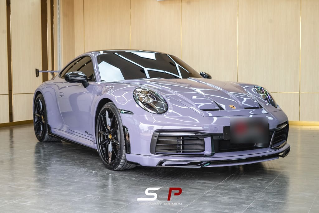 Porsche 911 แรปเปลี่ยนสีทั้งคันเป็นสีเทาอมม่วง